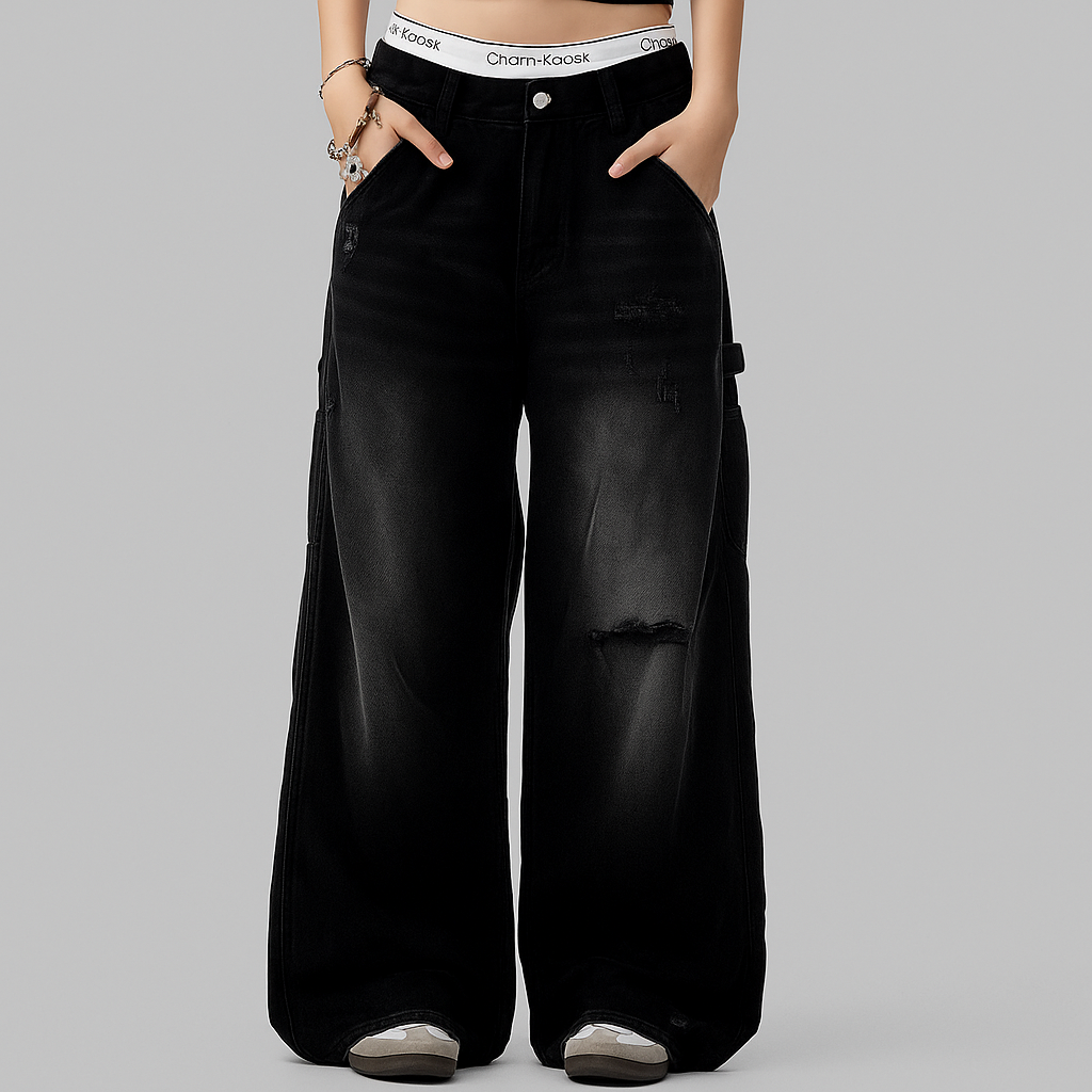 American Retro Tattered Jeans Jeans