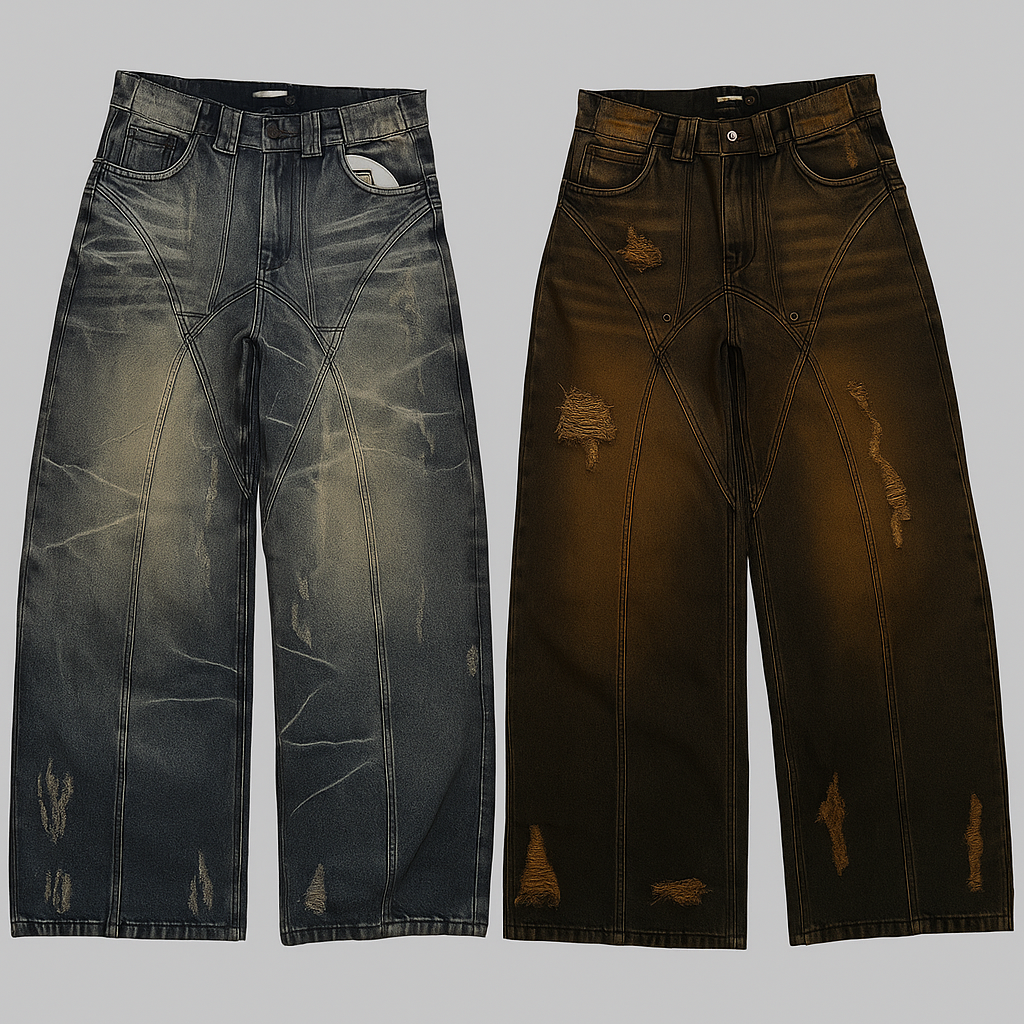 American High Street Straight Yellow Mud Dyed Jeans
