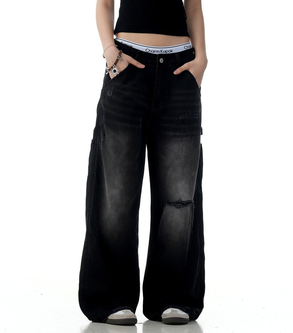 American Retro Tattered Jeans Jeans